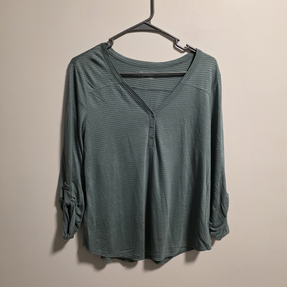 Eddie Bauer Teal V-Neck Blouse